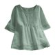 thumbnail image 1 of Top de mujer con cuello redondo y manga media - Camiseta lisa con costuras huecas - Tejido suave y elástico, informal/playa/fiesta, lavar a mano en frío, 1 of 6