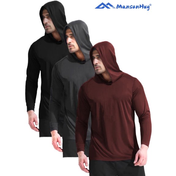 MANSENHUG 3 Pack Pullover Hoodies Long Sleeve Casual Lightweight Fashion Hooded Sweatshirt