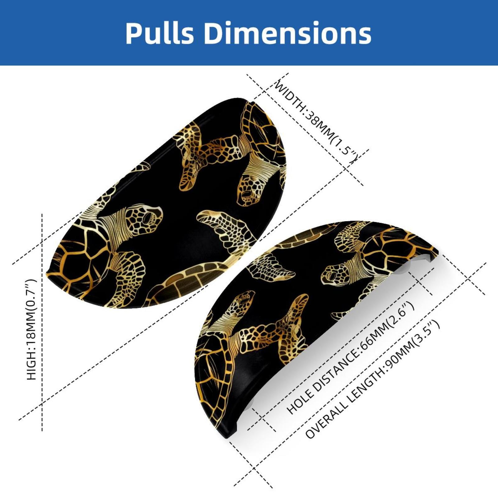 PhooArto 6 Pcs Cup Drawer Pulls, Golden Sea Turtle Pattern Shell Shape Handles Cabinet Knobs for Dresser Cupboard Closet Wardrobe with Screws