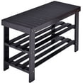 Costway Entryway Home 3 Tier Bamboo Shoe Rack Bench Seat Storage Shelf