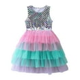 thumbnail image 2 of Esaierr Kids Baby Girls Summer Dresses Skirt Baby Girls Spring Fall Short Sleeve Dress Casual Little Girls Crewneck Pullover Dress Length Fancy Tutu Tulle Dress Clothes for 3-8Years Old, 2 of 7
