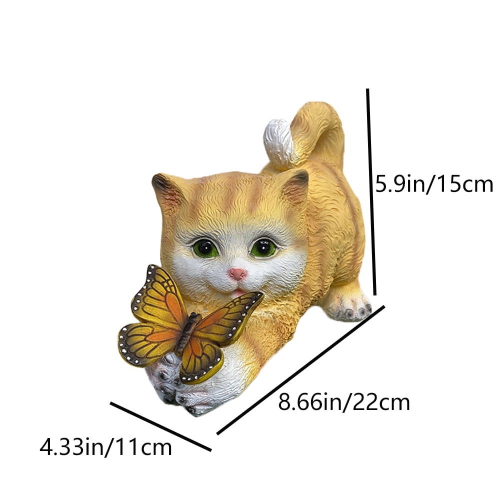 Outdoor Solar Lights Cute Simulation Kitten Sculpture Lights Cat Shape Animal Garden Ornaments Resin Crafts Creative Waterproof LED Lights Garden Patio Yard Decoration Home Decor