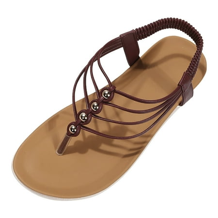 

CBGELRT Sandles Womens Sandals Size 9 Women Summer Elastic Band Casual Open Toe Flat Comfortable Soft Sole Beach Shoes Sandals Slides Shoes for Women