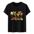 thumbnail image 4 of DondPO Women's T-Shirts De Women's Wine Glass Mexican Printed Shirt Short Sleeve Round Neck T Shirt Fashion top Casual Summer Clothing Clothes Shirts for Women Womens tops Black L, 4 of 4