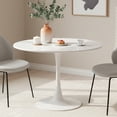 thumbnail image 6 of 42.1" Round Dining Table with MDF Top & Metal Tulip Pedestal Frame for Kitchen, Living Room, Bedroom, White, 6 of 8