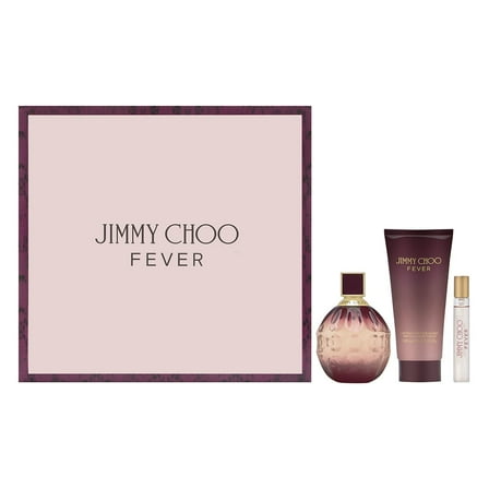Jimmy Choo Fever for Women 3 Piece Set Includes: 3.3 oz Eau de Parfum Spray   0.25 oz Eau de Parfum Travel Spray   3.3 oz Perfumed Body Lotion