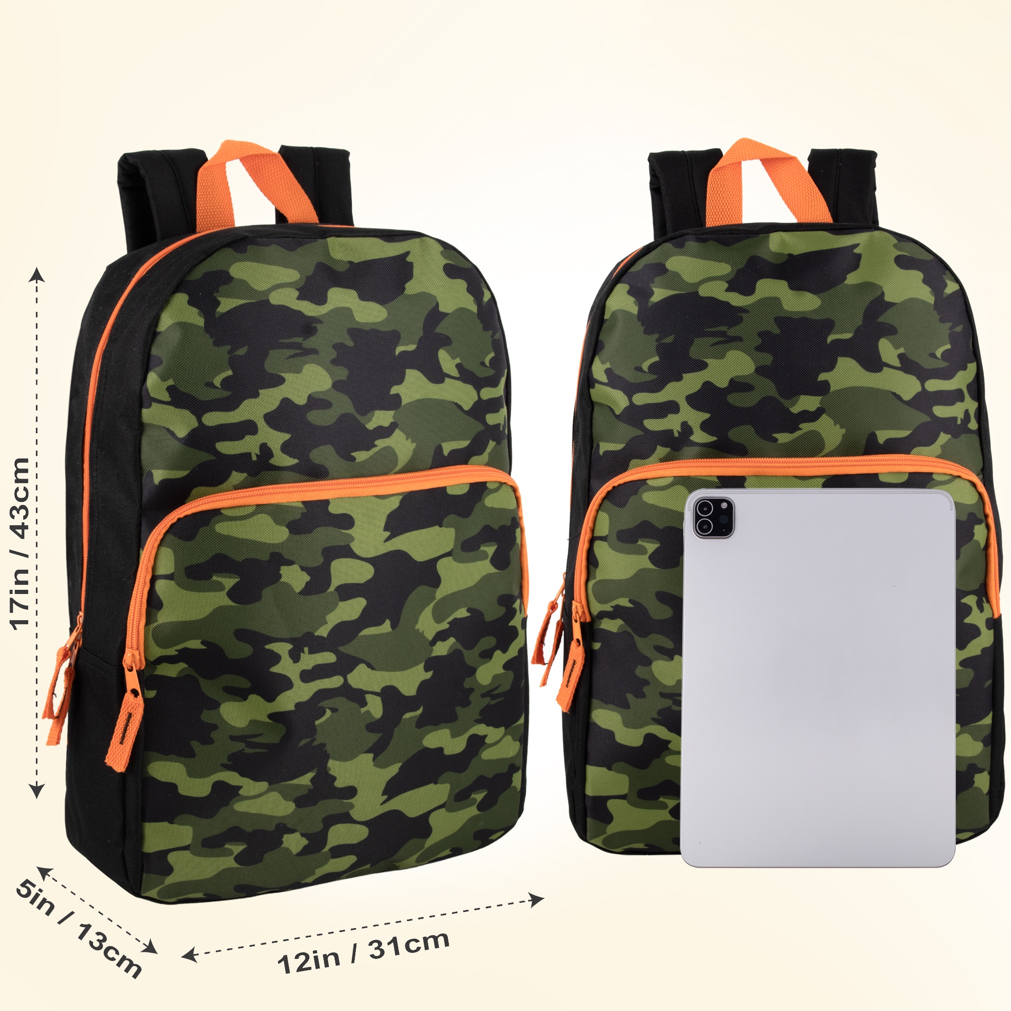 Mochila de 17 pulgadas con estampado divertido para viajes y uso diario, camuflaje 2