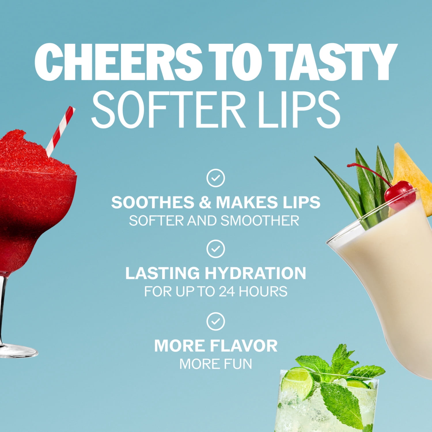 ChapStick Mocktail Lip Balm Tubes, Strawberry Daiquiri, Mojito, Pina Colada Flavors, 0.15 oz, 3 Pack
