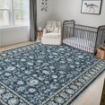 thumbnail image 1 of LIVEBOX Washable Area Rug 8x10 - Large Blue Boho Living Room Rug Vintage Rugs for Bedroom, Non-Slip Retro Floral Carpet Print Distressed Accent Rugs for Dining Room Home Office, 1 of 8