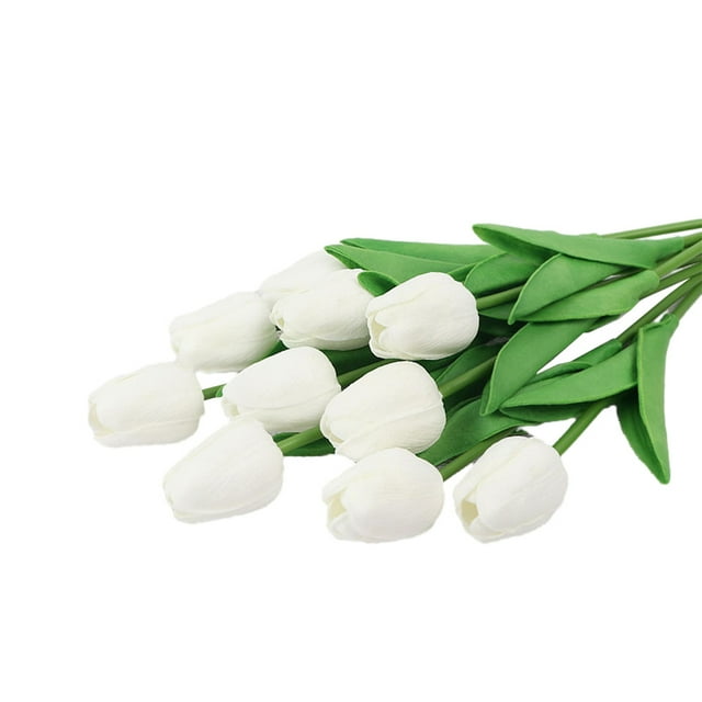 Moyic 10X Artificial PU Real Touch simulación de flores falsas ramo de flores decorativas de boda para jarrón de fiesta de jardín blanco Type2 NO2