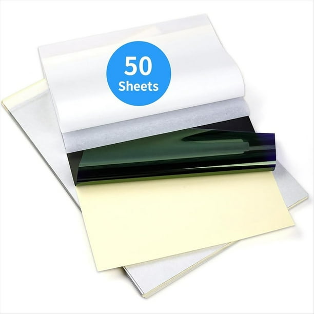 Papel de Transferencia de Tatuajes, 50 Hojas de Papel de Plantilla para Tatuajes, Compatible con Impresora M08F, Tamaño A4