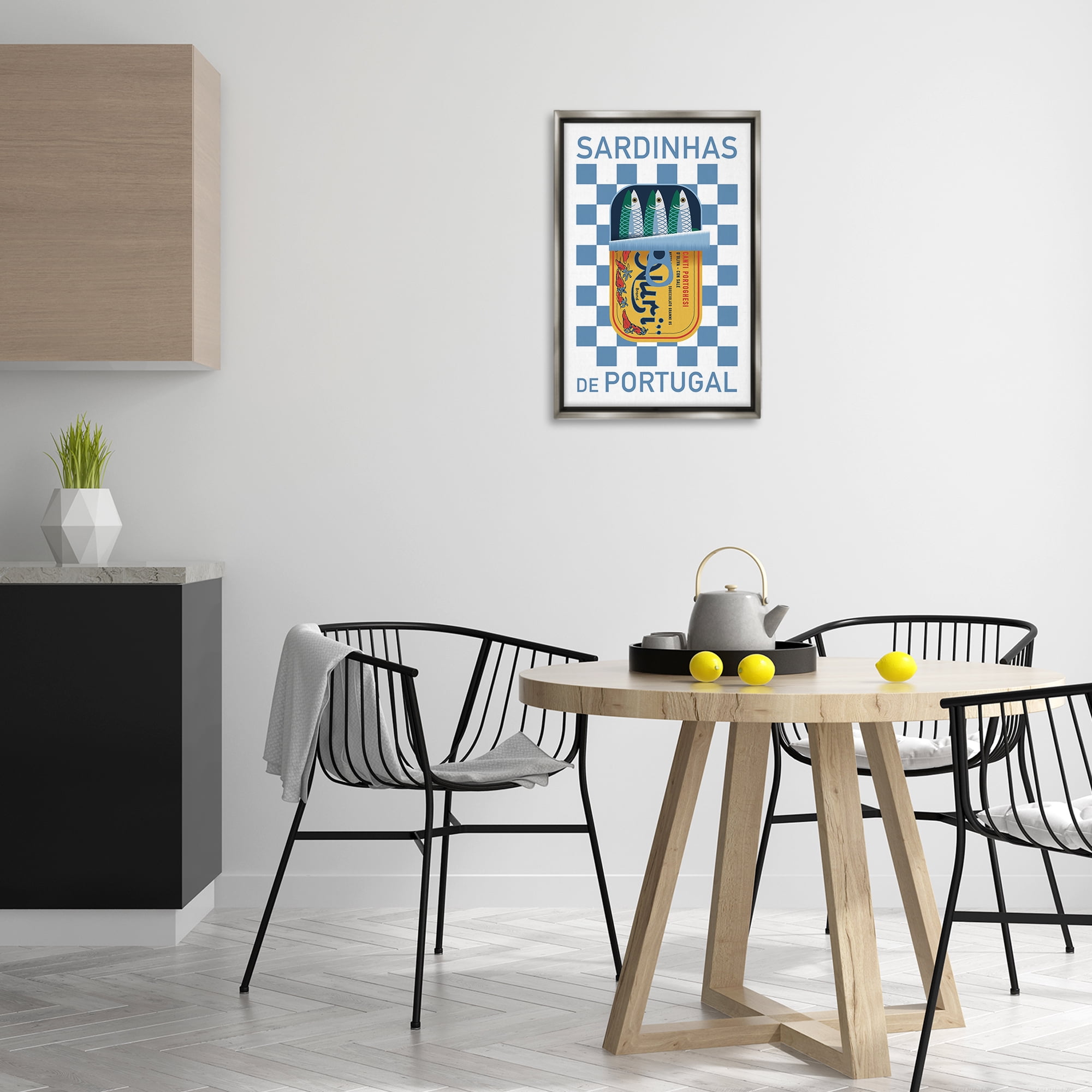 Stupell Industries Portuguese Sardines Can Food & Beverage Painting Gray Floater Framed Art Print Wall Art, 17 x 25