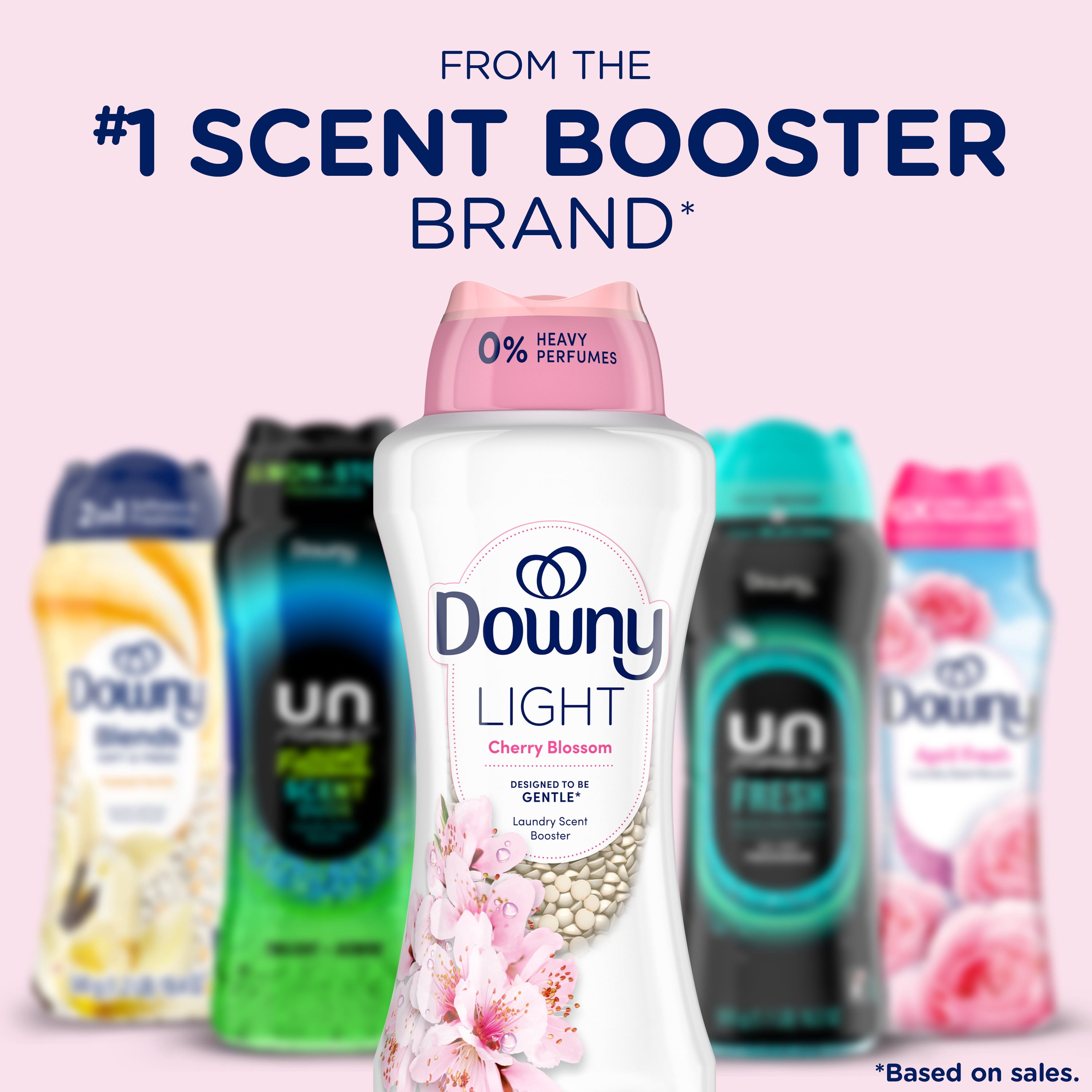 (4 pack) Downy Light In-Wash Scent Booster Laundry Beads, No Heavy Perfumes, Cherry Blossom Scent, 24 oz