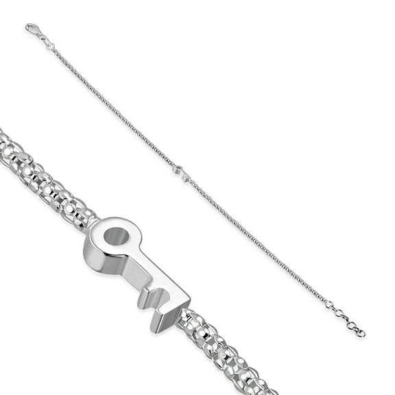 925 Sterling Silver Key Charm Bracelet