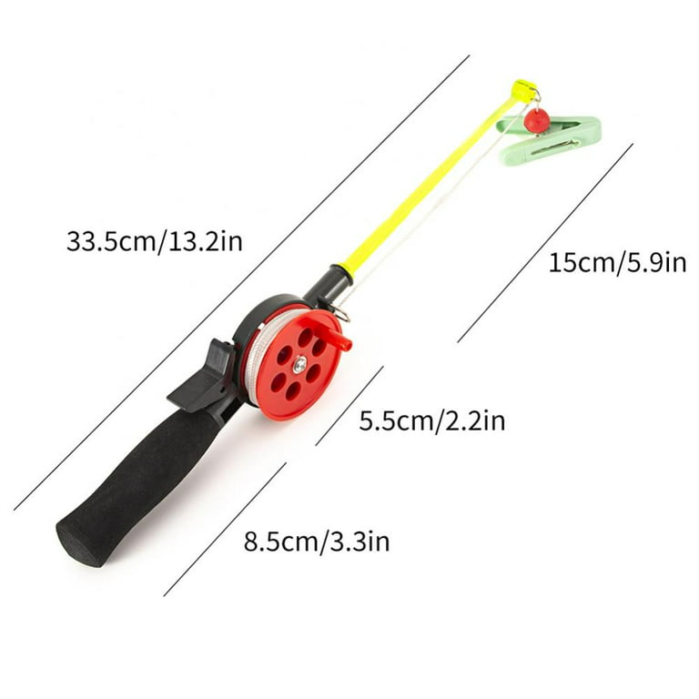 ABS Material Rod and Reel Combo 13 in Crab Fishing Rod for Ice Fishing Kids Fishing for Catch Shrimp Crab Outdoors Fishing, Red