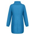 thumbnail image 3 of Buigttklop Sweaters for Women Women Solid Long Sleeve Sweater Dress Turtleneck Sweater Pullover Dress Blue, 3 of 6