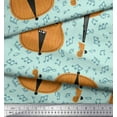 thumbnail image 2 of Soimoi Tissu Viscose Georgette Vert Notes & Violon Imprimé Instrument de Musique Tissu de Couture Yard 42 Pouces de Large, 2 of 3