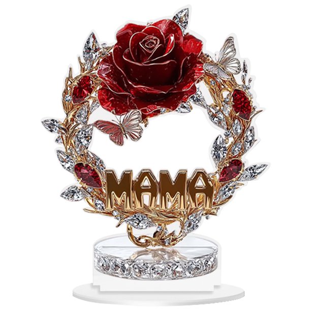 Adorno de rosa, regalo para el Día de la Madre, decoración de mesa de acrílico, ideal para cafetería, sala de estar, decoración del hogar.