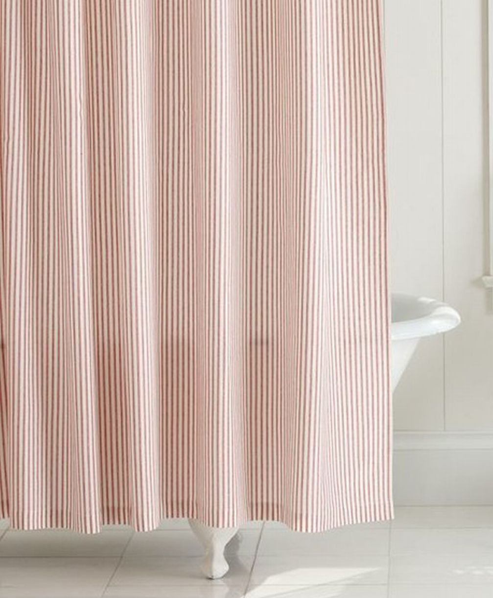 Home Classics Waffle Red Ticking Stripe, Pottery Barn Ticking Stripe Shower Curtain