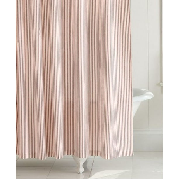 Home Classics Waffle Red Ticking Stripe, Navy Ticking Stripe Shower Curtain