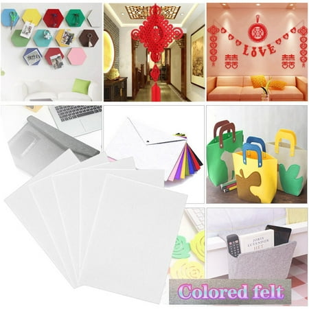 5 Pack Stiff Craft Felt Sheets 9 x 12 Inch Assorted Color Felt Fabric for DIY Crafts Sewing and Crafting Projects 3mm Thick White
