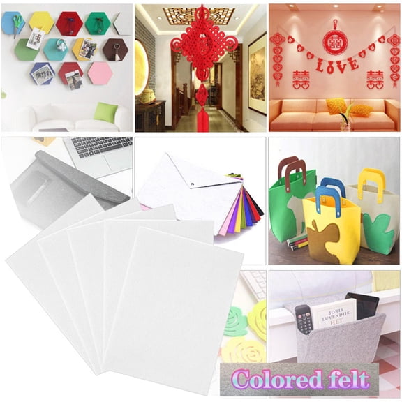 5 Pack Stiff Felt Sheets 9x12 Inches, 3mm Thick Hard Craft Fabric for Kids Sewing Art Projects and DIY School Supplies (White)