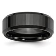 thumbnail image 1 of Ceramic Beveled Edge Black Faceted 8mm Polished Band Ring 10 Size, 1 of 5