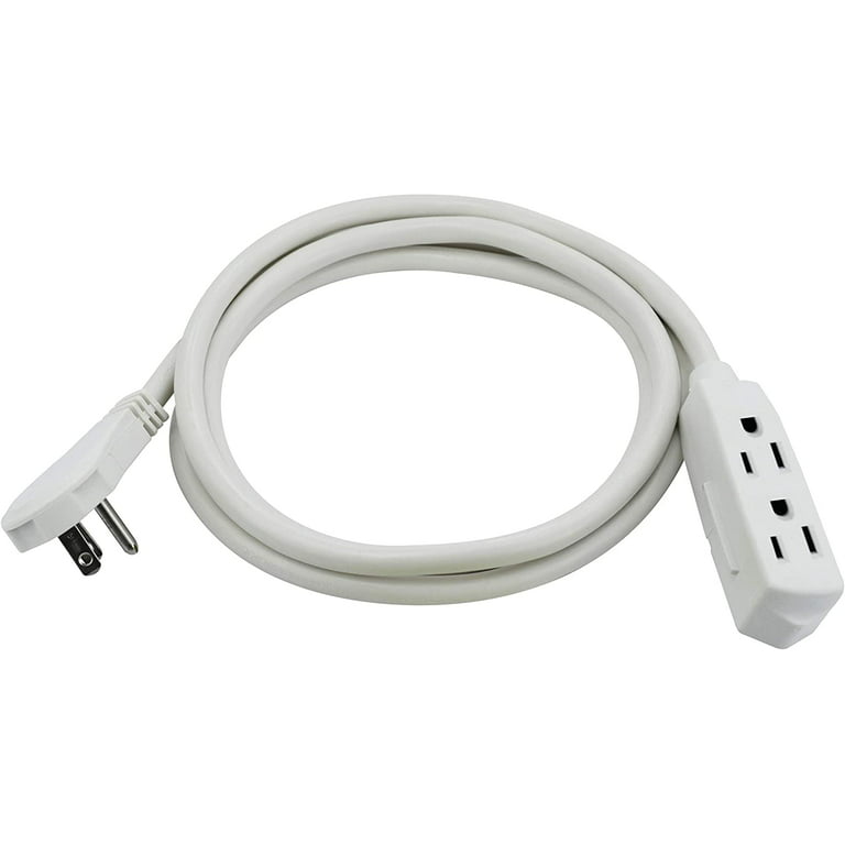 Clear Power 14/3 SJT 6 ft 3-Outlet Flat Plug Household Extension Cord for  Small Tools, Appliances, and Office Equipment, White, CP10046