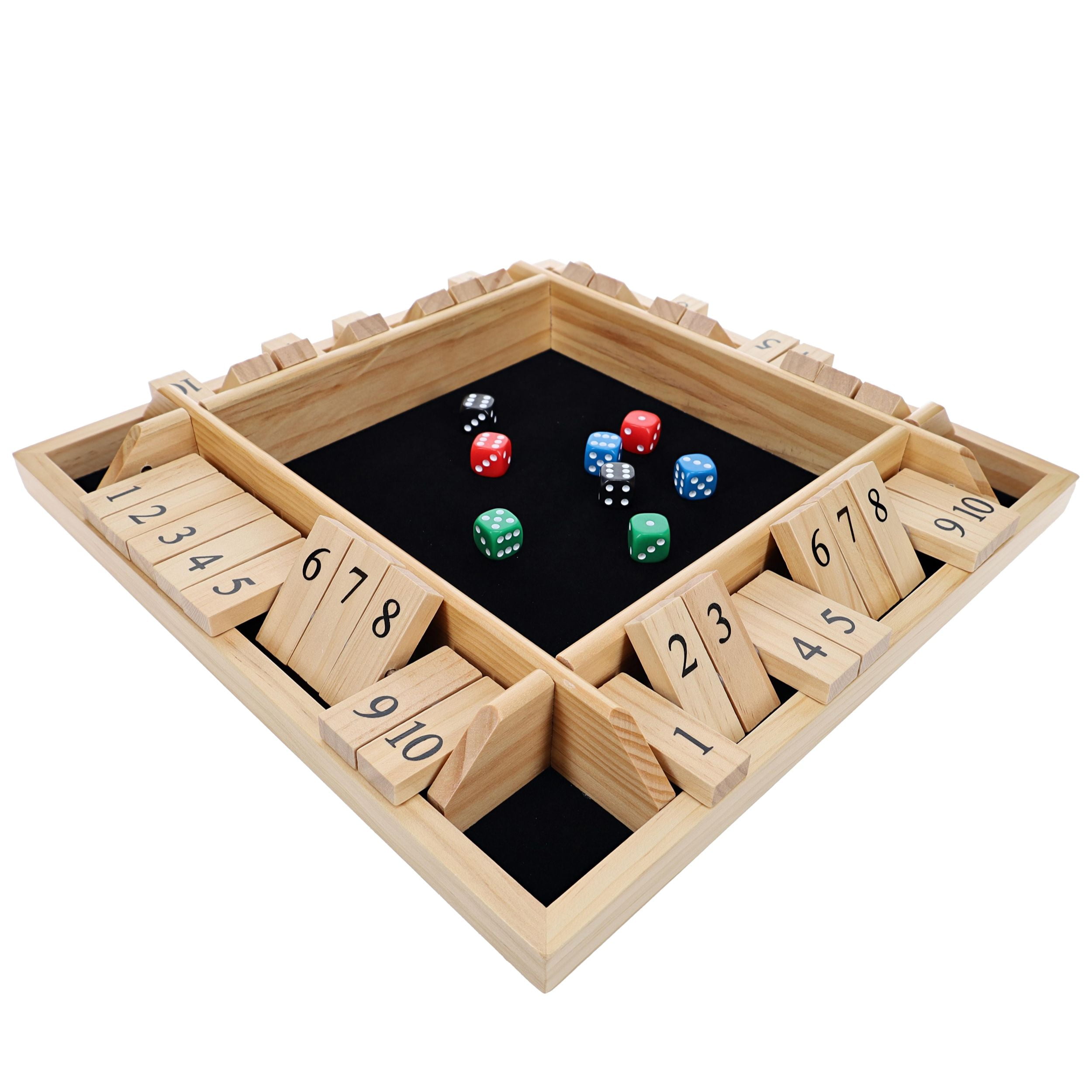 WE Games 4 Player Shut The Box(TM) Dice Game - Natural Wood - Travel Size