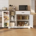 thumbnail image 6 of Coffee Bar, Lofka 42" Kitchen Storage Cabinet, Sideboard Buffet Cabinet with 8 Shelves, 1 Drawer, White+Retro Desktop, 6 of 9