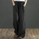 thumbnail image 3 of Gibobby pantalones senderismo mujer Pantalones casuales de lino para mujer Pantalones sólidos Pantalones casuales y de algodón Pantalones de algodón sueltos de lino simple (Negro, XL), 3 of 5