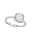 thumbnail image 4 of CHOOSE YOUR COLOR White Simulated Opal Square Ring .925 Sterling Silver Band CZ Female Size 10, 4 of 4