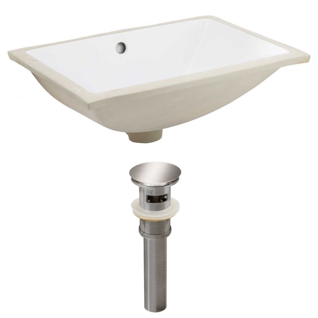 18.25-in. W CUPC Rectangle Bathroom Undermount Sink Set In White - Brushed Nickel Hardware - Overflow Drain Incl. AI-24828