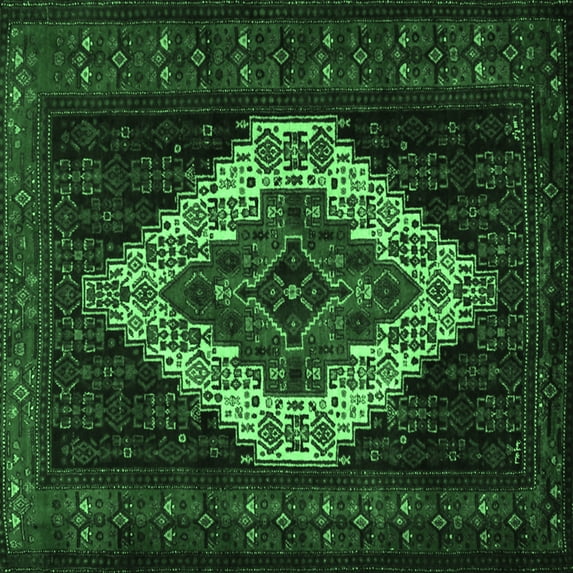 Ahgly Company Indoor Square Persian Emerald Green Traditional Area Rugs, 6' Square