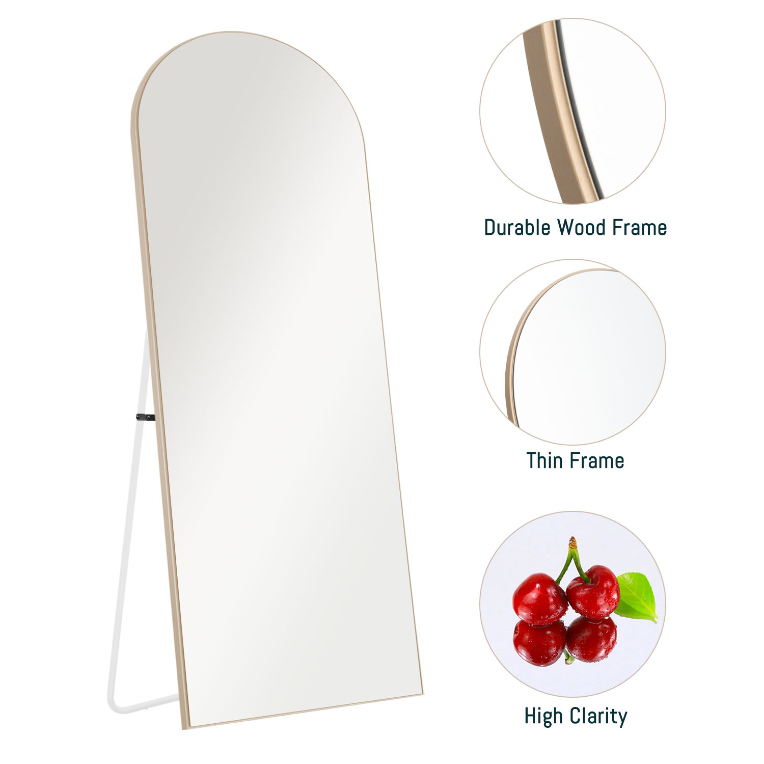 Floor Mirror Arch Mirror Full Length Mirror Large Mirror for Bedroom Living room Dressing Room Log Color 64"x 21"