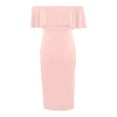thumbnail image 2 of Annhoo Women's Maternity Outfits for Photoshoot Off Shoulder Solid Color Dress Ruffle Sleeveless Trendy Bodycon Dresses, 2 of 5
