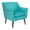 Turquoise, variant on Dane Accent Chair in Blue Steel fabric with a Dark Coffee Finish Legs