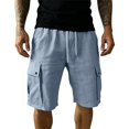 thumbnail image 4 of Men Summer Casual Lightweight Cargo Shorts with -Pocket Utility Design for Everyday WearBlueXXL, 4 of 5