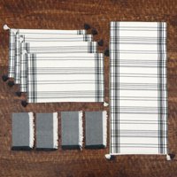 Homewear Ebden Stripe 9 Piece Kitchen Linen Set - Table Runner, 4 Placemats, 4 Napkins
