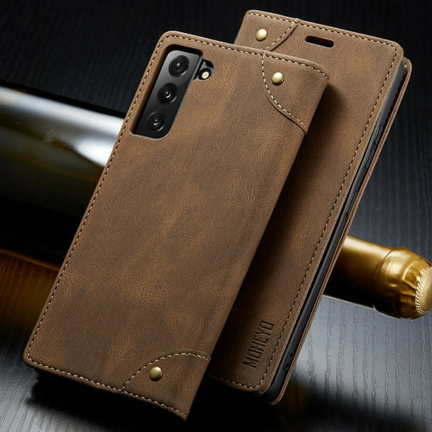 Brown Color Slim Magnetic Flip Cover Card Leather Wallet Case For Samsung Galaxy S21 Ultra 5 Walmart Com Walmart Com