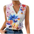 thumbnail image 1 of Hauts à Manches 1/2 pour Femmes Mode Féminine Décontractée Col en V Imprimé Chandail Sans Manches Haut, 1 of 5