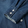 thumbnail image 4 of Women's Long Sleeve Denim Shirts Button Down Business Tops Blue L, 4 of 9