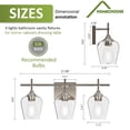 thumbnail image 3 of Homechoose 3-Light Vanity Light, Silver, Dimmable, LED, Corded Electric, Vanity Lights with Clear Glass Globe Shade, 3 of 11