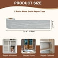thumbnail image 2 of Cinta de Reparación de Grano de Madera, Cinta Autoadhesiva de 2 Pulgadas x 33 Pies, Cinta de Bordes de Papel Tapiz Multiusos para Muebles, Pisos, Ventanas, Puertas, Mesas, Hogar, Gris, 2 Rollos, 2 of 7