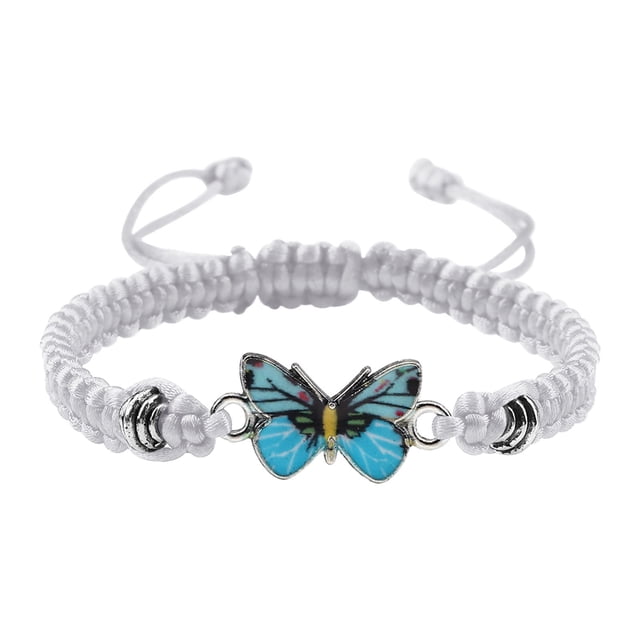 Pulseras para mujer, regalos para mujer, pulsera para enamorados, pulsera tejida a mano para San Valentín, joyería para novias, pulsera con dije de mariposa.