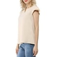 thumbnail image 5 of DARING DIVA Women's V Neck Casual Solid Cap Blouse Top XS Beige, 5 of 7