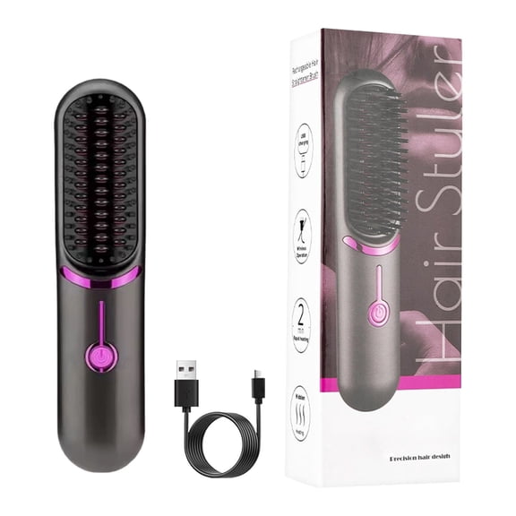Styluse Wireless Hair Straightener Brush with Ceramic Technology Smart Temperature Control for Straightening and Curling Rechargeable Portable Design