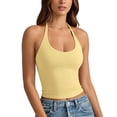 thumbnail image 5 of oqasdz Women Tank Tops Workout Halter Neck Slim Fit Camisole Solid Color Sleeveless Stretchy Tank Top Athletic Casual Outdoor, 5 of 7