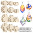 thumbnail image 1 of 120 Piezas de Aretes de Madera Sin Terminar, Madera en para Aretes, 4 Formas para Aretes de Madera con para Aretes y Anillos para Saltar, 1 of 6