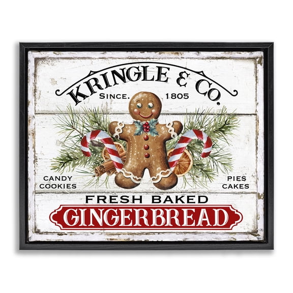 Stupell Industries Rustic Lodge Fresh Gingerbread Cookies Black Floating Frame Canvas Art, 21 x 17, by Creatif Belle